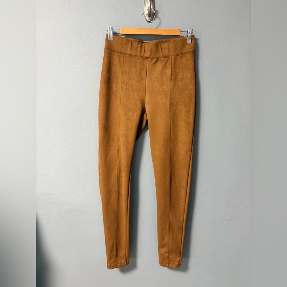 Stoosh Brown Faux Suede Pull On Leggings. Size Small
